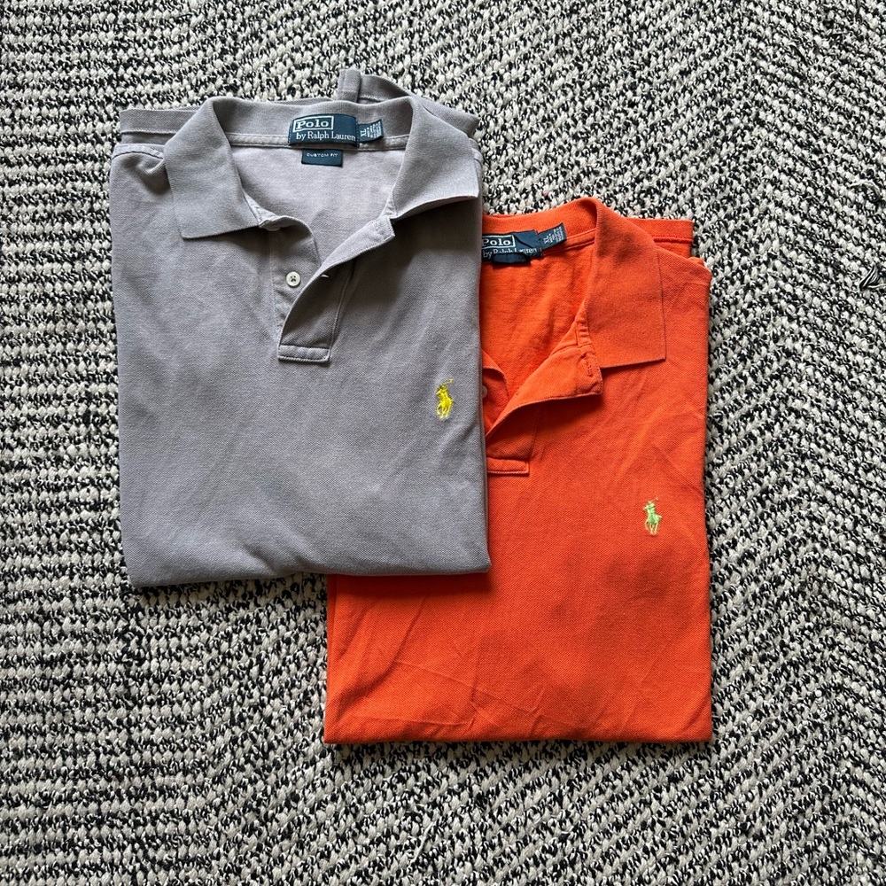 2 Pack! POLO RALPH LAUREN Men's Custom Slim Fit Polo Shirt